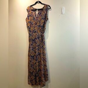 CHAI Sz XL Paisley Pattern Full Wrap Dress w/ Unique Cut Out Straps A-Line Skirt